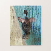 Puzzle Adorable Tortue molle à la plage (Vertical)