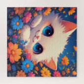 Puzzle Adorable White Kitten With Bright Blue Eyes (Horizontal)
