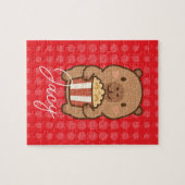 Puzzle Adorables enfants capybara mangeant du popcorn (Horizontal)