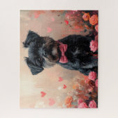 Puzzle Affenpinscher avec des roses - Saint-Valentin (Vertical)