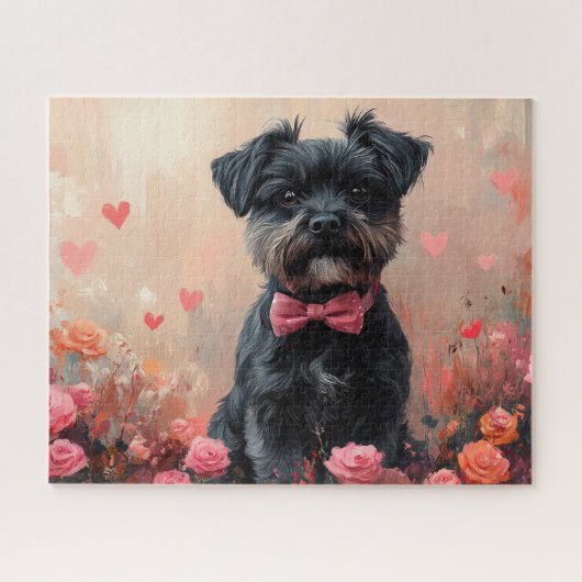 Puzzle Affenpinscher avec des roses - Saint-Valentin (Horizontal)