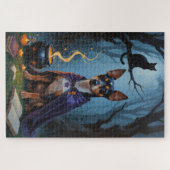 Puzzle Affenpinscher Chien Whimsical Halloween Peinture (Horizontal)