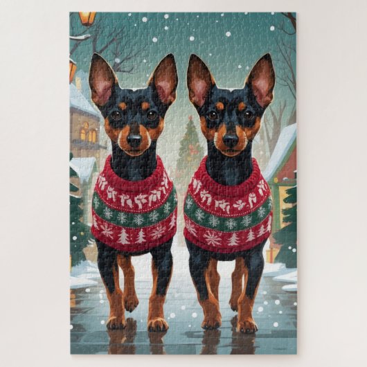 Puzzle Affenpinscher Dogs Christmas Snow Holiday (Vertical)