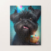 Puzzle Affenpinscher fête le gâteau des ballons d'anniver (Vertical)