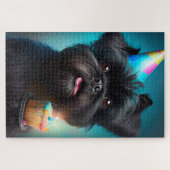 Puzzle Affenpinscher fête le gâteau des ballons d'anniver (Horizontal)
