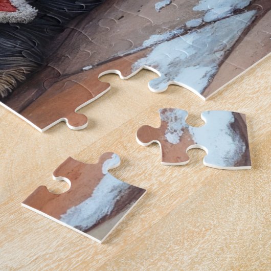 Puzzle Affenpinscher Sitting Fireplace Christmas Lights (Côté)