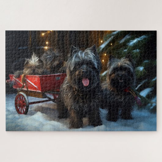 Puzzle Affenpinscher Snowy Sleigh Ride Décor de Noël (Horizontal)