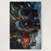 Puzzle Affenpinscher Snowy Sleigh Ride Décor de Noël (Vertical)