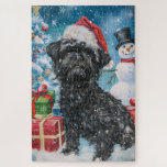 Puzzle Affenpinscher Winter Wonderland Christmas Joie<br><div class="desc">Ce design festif reflète l'esprit joyeux de la période des fêtes, avec un adorable petit portant un chapeau de Père Noël. Le chien est niché dans un pays des merveilles hivernales, avec un bonhomme de neige, un sapin de Noël décoré et des cadeaux joliment emballés. Les flocons de neige tombent...</div>