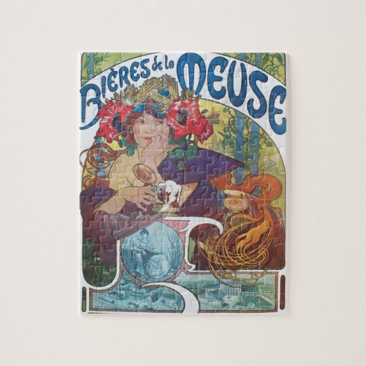 Puzzle Affiche Art nouveau de Alphonse Mucha Beer Girl (Vertical)