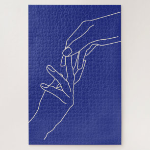 Puzzle Affiche bleue moderne abstraite aux mains d'art en