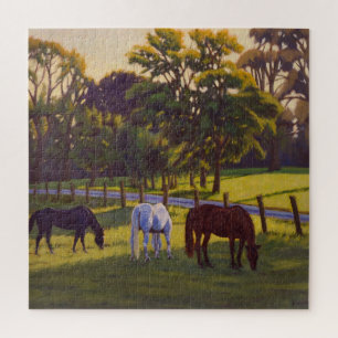 Puzzle Affiche de beaux chevaux de campagne en pâture