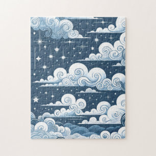 Puzzle Affiche de bienvenue de Baby shower céleste bleu l