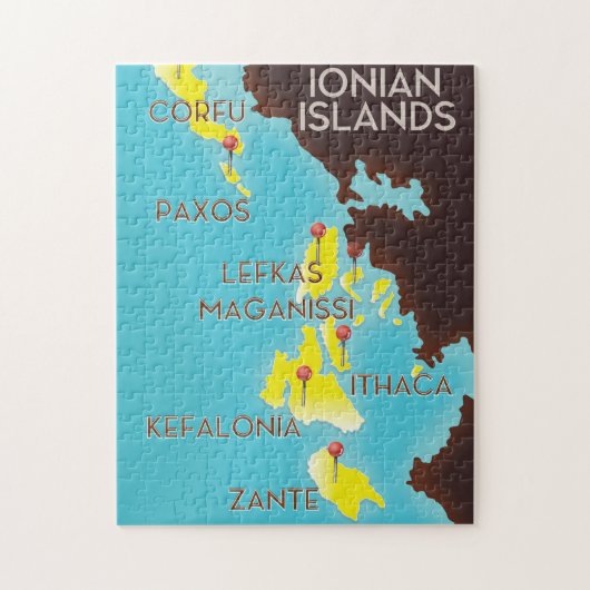 Puzzle Affiche de carte des îles Ioniennes. (Vertical)