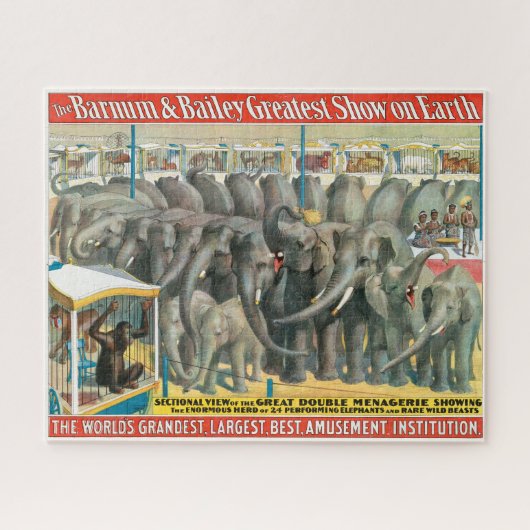 Puzzle Affiche De Cirque D'Éléphants Et D'Animaux En Cage (Horizontal)