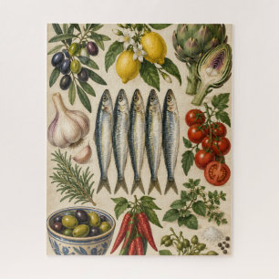 Puzzle Affiche de cuisine méditerranéenne vintage & cuisi