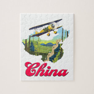 Puzzle Affiche de la carte de voyage en Chine