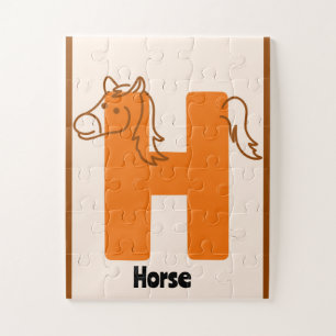 Puzzle Affiche de l'alphabet "H est pour Cheval"