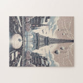Puzzle Affiche de Noël à Paris – Tour Eiffel enneigée en (Horizontal)