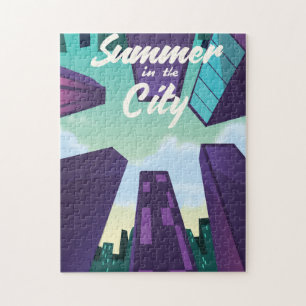 Puzzle Affiche de paysage urbain en cartoon de Summer in