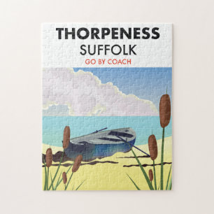 Puzzle Affiche de plage vintage Thorpeness Suffolk.