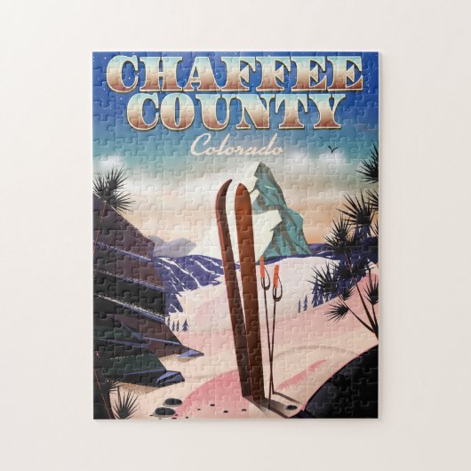 Puzzle Affiche de ski du comté de Chaffee, Colorado. (Vertical)