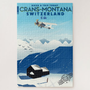 Puzzle affiche de ski du crans-Montana Suisse