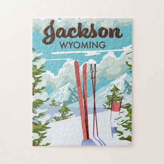 Puzzle Affiche de ski Jackson Wyoming (Vertical)