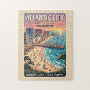 Puzzle Affiche de voyage à Atlantic City, New Jersey