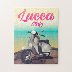 Puzzle Affiche de voyage à Lucca Italie en scooter.