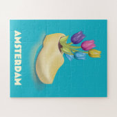 Puzzle Affiche de voyage Amsterdam Cloggs et Tulips. (Horizontal)