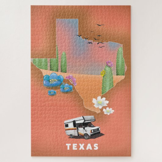 Puzzle Affiche de voyage au Texas (Vertical)