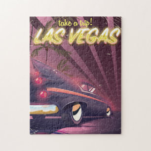 Puzzle Affiche de voyage automobile vintage de Las Vegas.