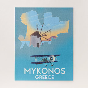 Puzzle Affiche de voyage carte de Mykonos Grèce