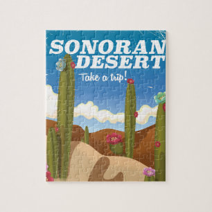 Puzzle Affiche de voyage de dessin animé de cactus du dés
