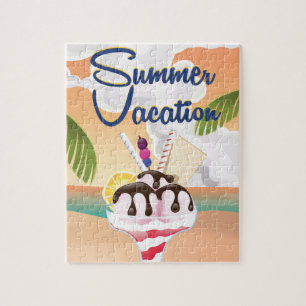 Puzzle Affiche de voyage de dessin animé de vacances d'ét