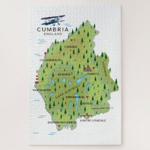 Puzzle Affiche de voyage de la carte de Cumbria Angleterr