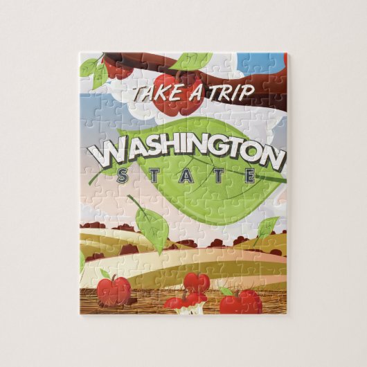 Puzzle Affiche de voyage de l'arbre de pommier de l'État (Vertical)