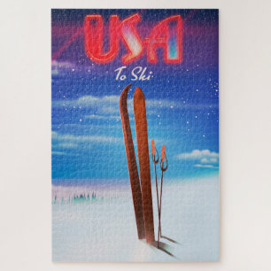 Puzzle affiche de voyage de ski aux États-Unis