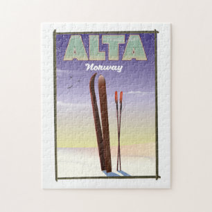 Puzzle Affiche de voyage de ski en Norvège ALTA