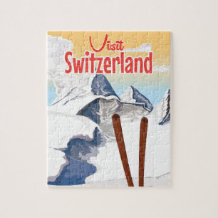 Puzzle Affiche de voyage de ski en Suisse