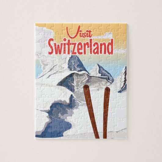 Puzzle Affiche de voyage de ski en Suisse (Vertical)