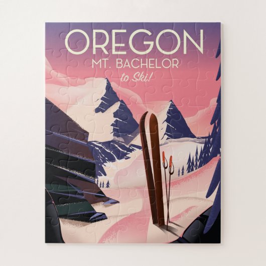 Puzzle Affiche de voyage de ski Mt.Bachelor Oregon (Vertical)