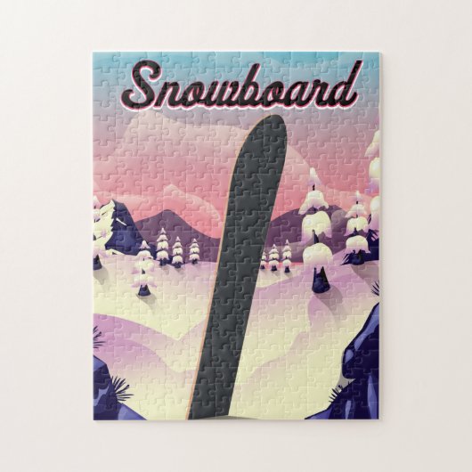 Puzzle Affiche de voyage de snowboard vintage (Vertical)