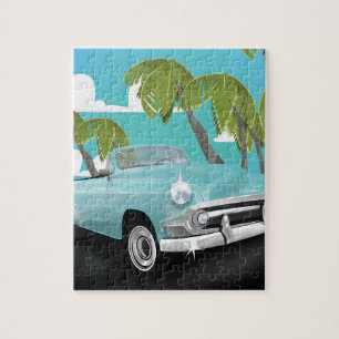 Puzzle Affiche de voyage de voiture vintage cuba