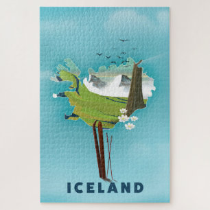 Puzzle Affiche de voyage illustration carte de l'Islande.