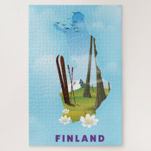 Puzzle Affiche de voyage illustrée de la Finlande