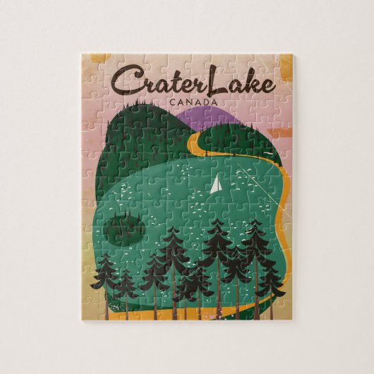 Puzzle Affiche de voyage lac de cratère Canada (Vertical)
