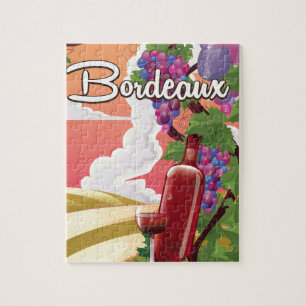 Puzzle Affiche de voyage vinicole vintage Bordeaux France