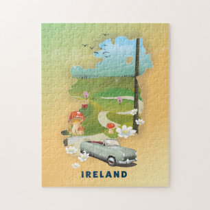 Puzzle Affiche de voyage vintage carte d'Irlande